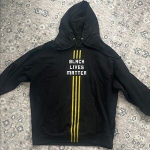 Black Hoodie with Yellow Stripes